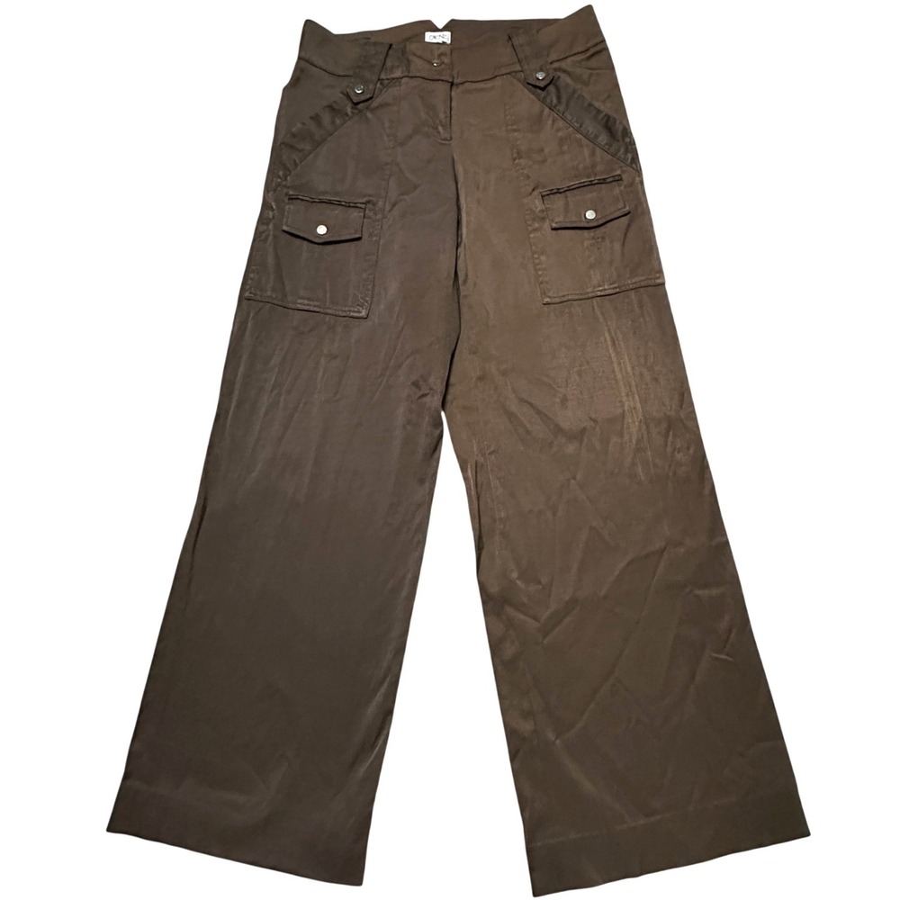 Cache VTG‎ Y2K Cargo Pants Brown Wide Leg Utility Gorpcore Grunge Cyber Size 6